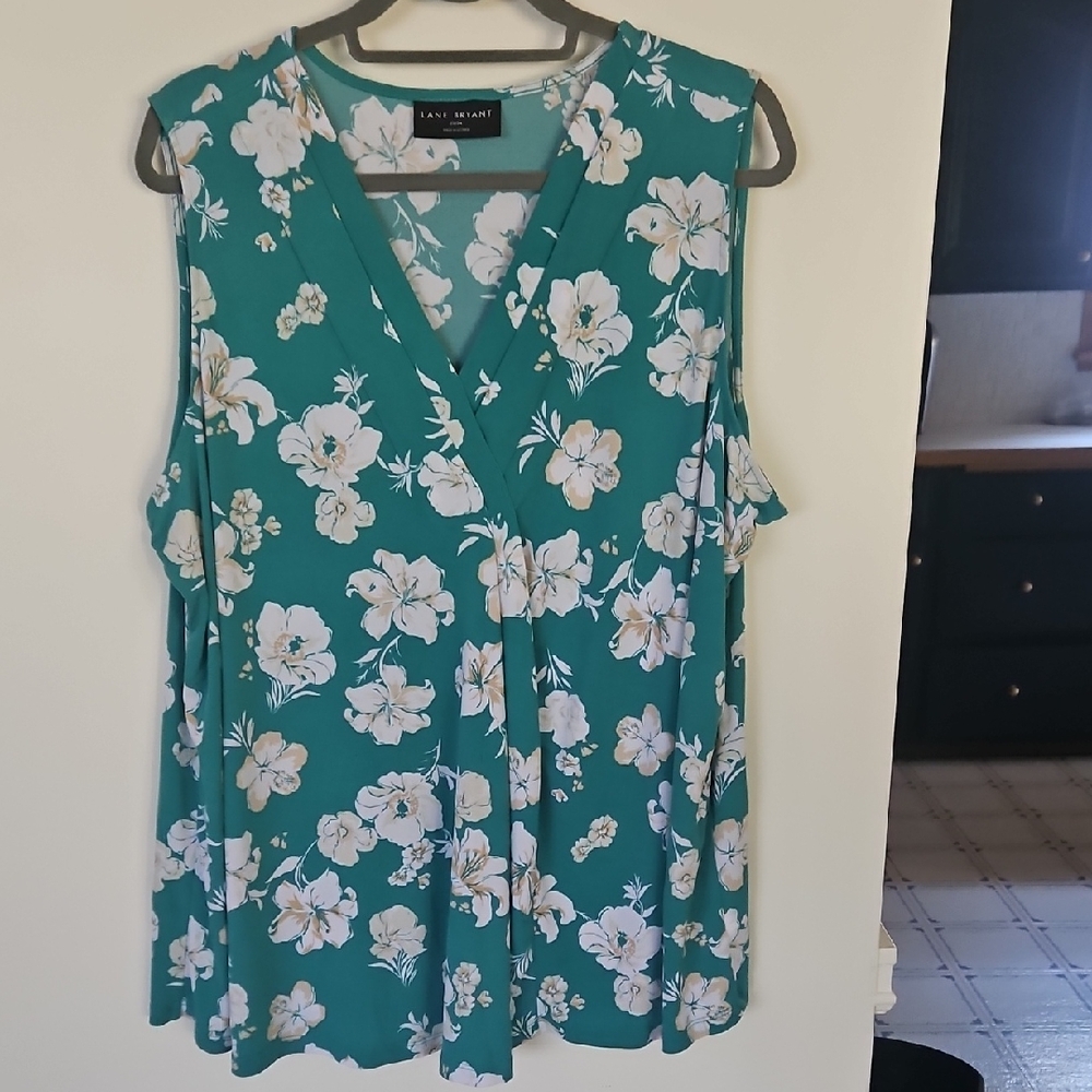Lane Bryant Teal Floral Blouse